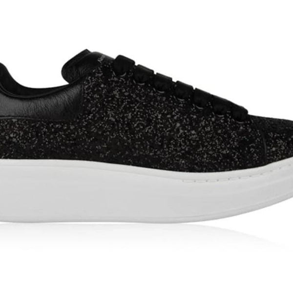 Alexander Mcqueen Oversized Trainers Black Glitter Womens LS