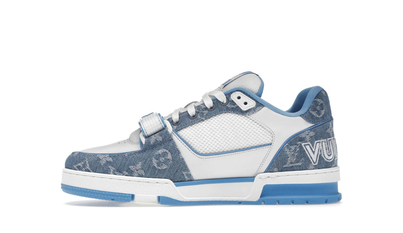Louis Vuitton Blue Denim 'LV Trainer' Sneakers worn by Rich the