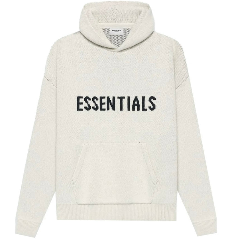 FEAR OF GOD ESSENTIALS Knit Hoodie Heather Oatmeal - Pre Owned