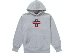 Supreme Cross Box Logo Hooded Sweatshirt Grey